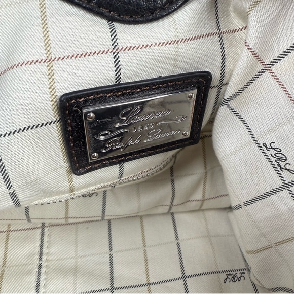 Ralph Lauren Tote‎ Bag Black Leather Shoulder Bag LXVII Bag Charm Silver READ - Picture 10 of 16